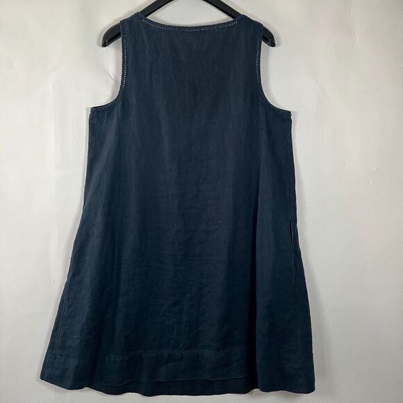 J. Jill Love Linen Dress Womens Medium Shift Resort Beachy Sleeveless Crochet - Picture 8 of 10